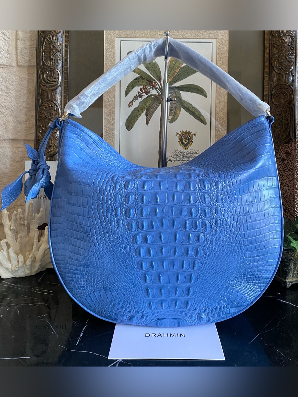 🫐 Brahmin Blue Regatta Keepsake Kathleen Rose Shoulder Bag NWT - Picture 7 of 12